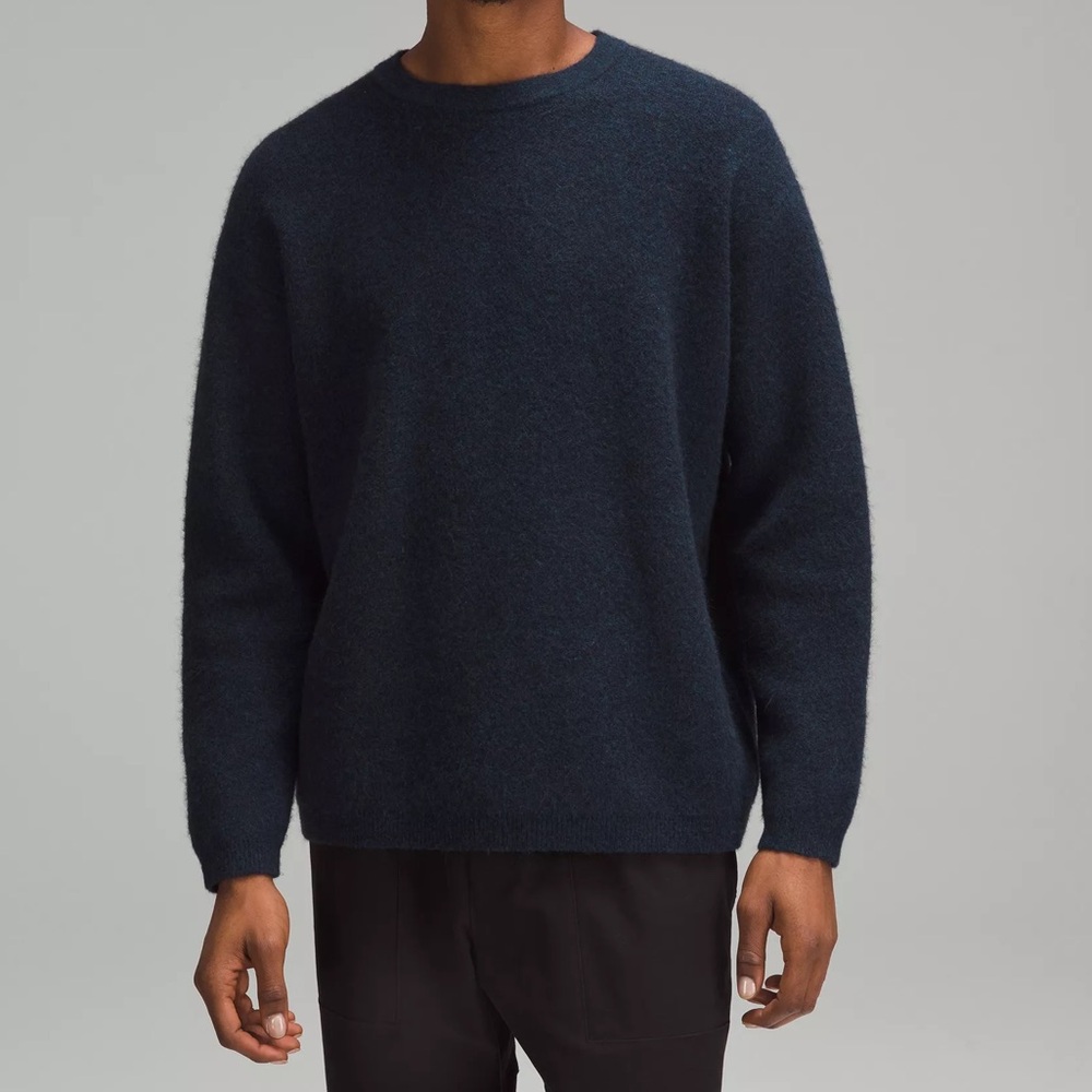 Lululemon Alpaca Wool-Blend Crewneck Sweater Heathered True Navy (men’s medium)